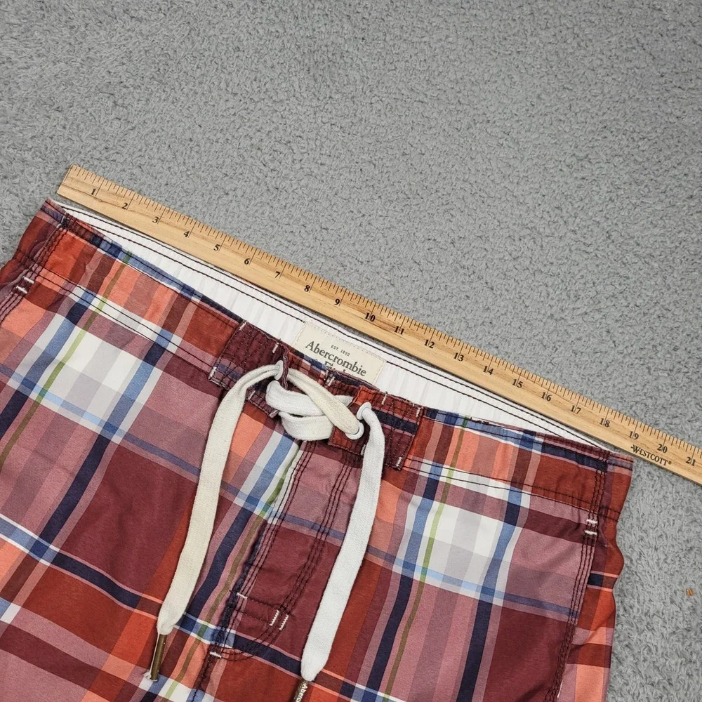 Abercrombie & Fitch Y2K Mens Plaid Cargo Shorts Swim‎ Trunks Size L